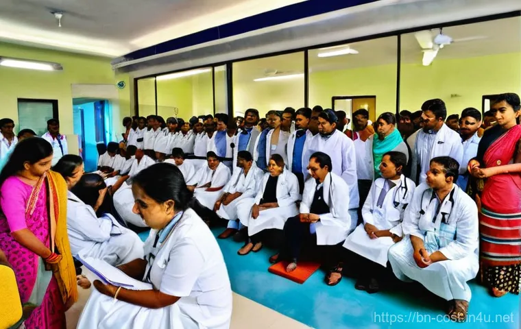 병원 진료비용 - **Prompt:** A split image vividly contrasting two distinct healthcare environments. On the left side...
