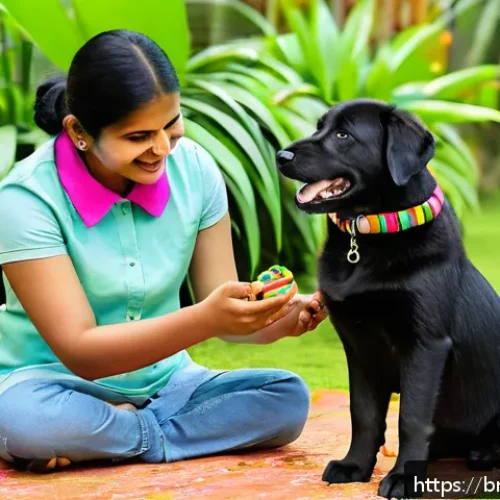 반려견 훈련 비용 - A detailed scene of a Bengali family training their young puppy wearing a colorful collar and leash ...